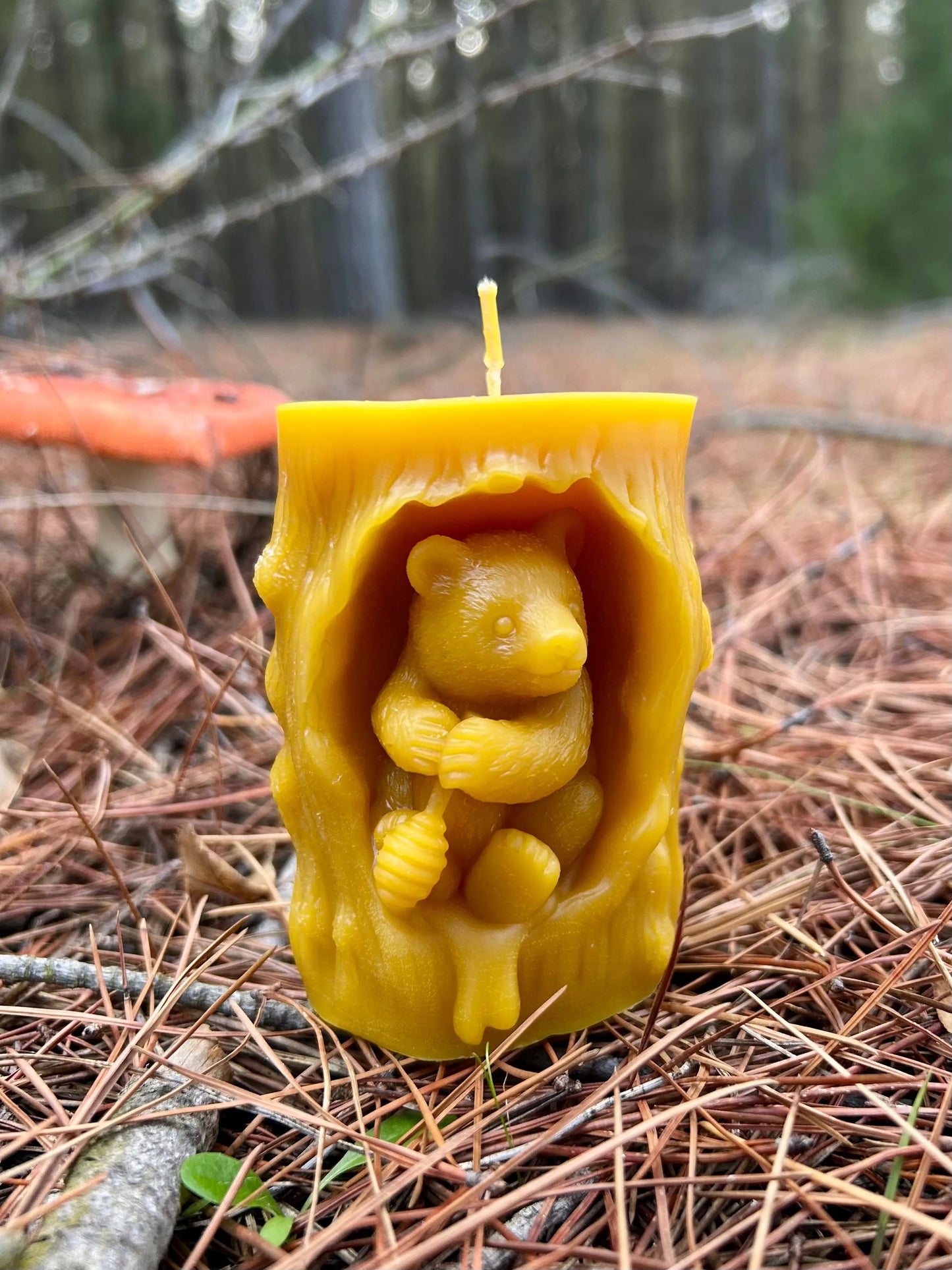 Enhance your home with a beautifully crafted beeswax candle featuring a detailed bear resting inside a tree hollow. Made from 100% pure, ethically sourced New Zealand beeswax, this candle offers a clean, natural burn with a subtle honey aroma. Free from artificial fragrances, dyes, and toxins, it’s an excellent choice for eco-conscious homes.