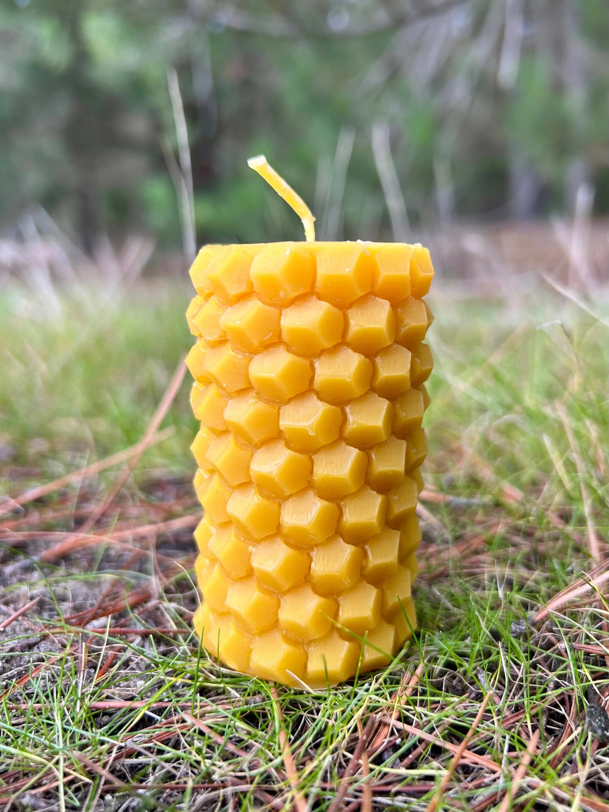 The Honeycomb Haven Pillar Candle is a beautifully textured beeswax candle inspired by the natural geometry of the hive. Featuring a striking honeycomb pattern wrapped around its entire body, this candle brings a warm, organic charm to any living space. Hand-poured in small batches using 100% pure New Zealand beeswax, it offers a clean, gentle burn and a naturally sweet honey aroma—no added scents, colours, or chemicals.