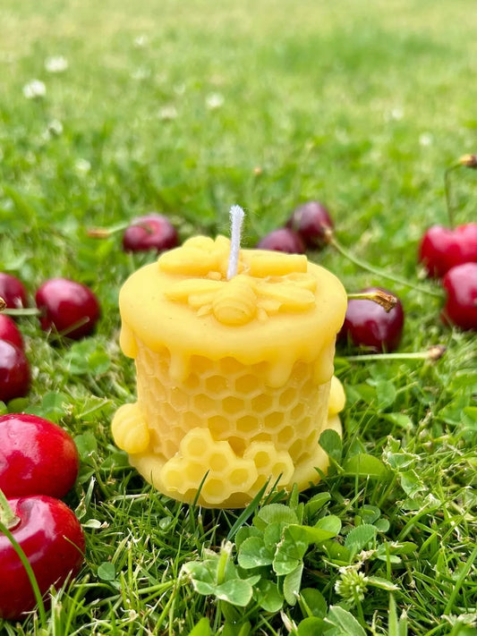 The Honeycomb Cake Beeswax Candle is a charming, hand-poured 100% New Zealand beeswax candle inspired by the sweetness and structure of the hive. Featuring detailed bees and honeycomb accents, this candle brings warmth, character, and a touch of whimsy to any space.