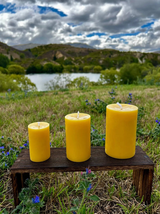 Our Classic Pillar 100% Beeswax Candles - Queen B Candles NZ
