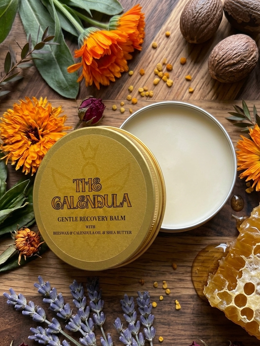 The Calendula | Gentle Recovery Balm (55g) - Queen B Candles NZ
A versatile recovery balm for face and body. The Calendula is your go-to for soothing sensitive areas, dry patches, or skin that has seen a bit too much sun. Handcrafted in Cromwell, NZ, using pure local beeswax and high-quality botanicals.