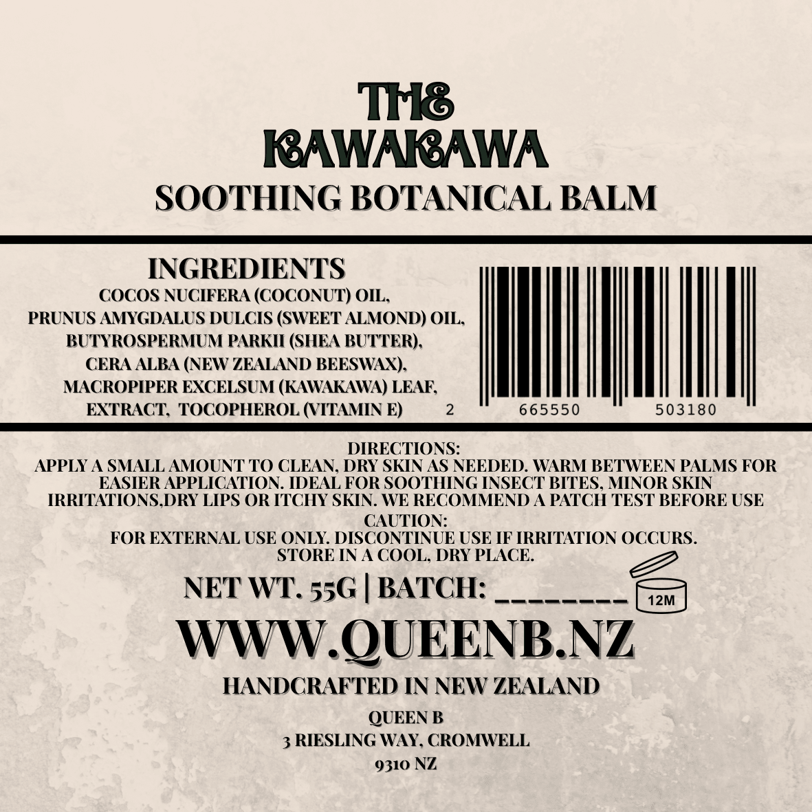 The Kawakawa | Soothing Botanical Balm (55g) - Queen B Candles NZ
A concentrated botanical balm designed for life’s minor skin interruptions. From the garden to the trail, The Kawakawa is a versatile essential handcrafted in Cromwell, NZ.