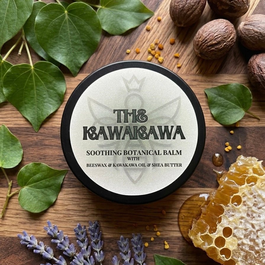 The Kawakawa | Soothing Botanical Balm (55g) - Queen B Candles NZ
A concentrated botanical balm designed for life’s minor skin interruptions. From the garden to the trail, The Kawakawa is a versatile essential handcrafted in Cromwell, NZ.